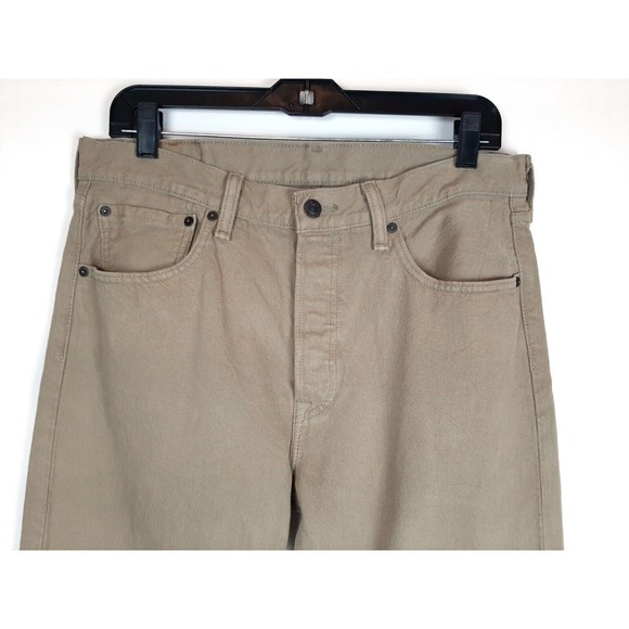 Levis 501 Tan Beige Button Fly 5 Pocket Denim Jeans Pants Mens Size 32 x 30 - Picture 2 of 12